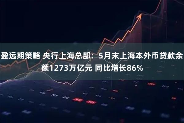 盈远期策略 央行上海总部：5月末上海本外币贷款余额1273万亿元 同比增长86%