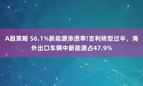 A股策略 56.1%新能源渗透率!吉利转型过半，海外出口车辆中新能源占47.9%